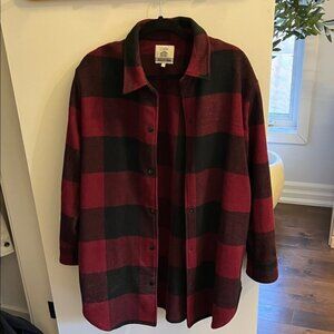 Women's Red and Black Checkered Utility Jacket